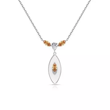 Серебряное шейное украшение с фианитами и жадеитом