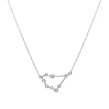 Серебряное шейное украшение с фианитами Козерог