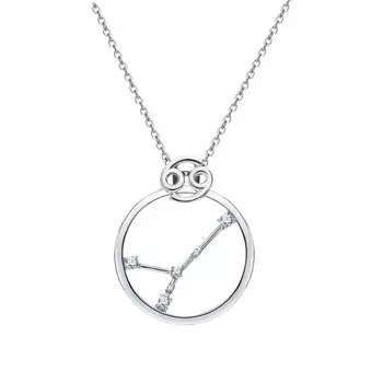 Серебряное шейное украшение с фианитами Рак