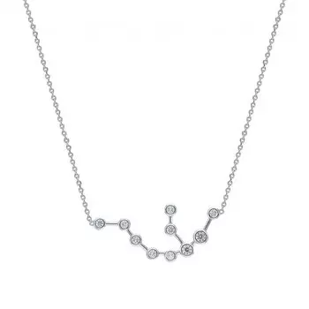 Серебряное шейное украшение с фианитами Водолей