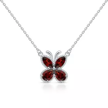 Серебряное шейное украшение с гранатами природными