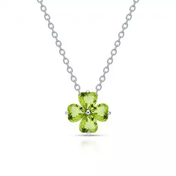 Серебряное шейное украшение с хризолитами природными