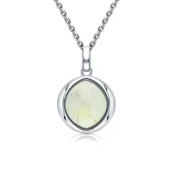 Серебряное шейное украшение с хризолитом природным