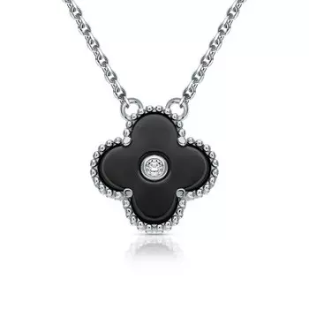 Серебряное шейное украшение с керамикой и фианитом