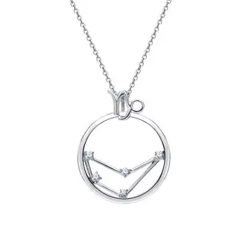 Серебряное шейное украшение с кубическим цирконием Козерог