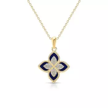 Серебряное шейное украшение с лазуритом и фианитами