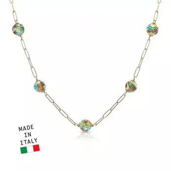 Серебряное шейное украшение с муранским стеклом