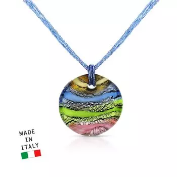 Серебряное шейное украшение с муранским стеклом и бисером