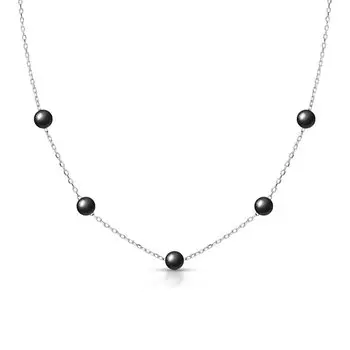 Серебряное шейное украшение с ониксом природным