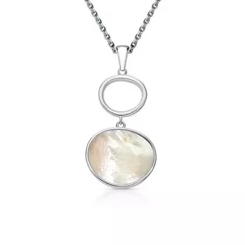 Серебряное шейное украшение с перламутром природным