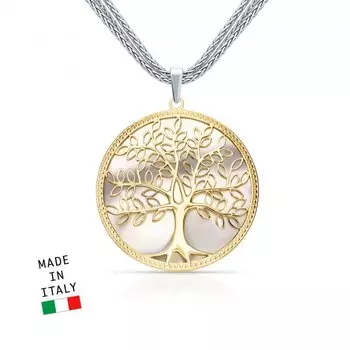 Серебряное шейное украшение с перламутром природным