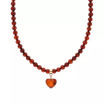 Серебряное шейное украшение с янтарем