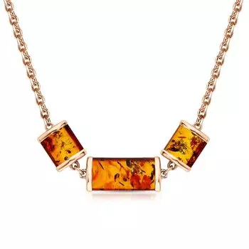 Серебряное шейное украшение с янтарями природными