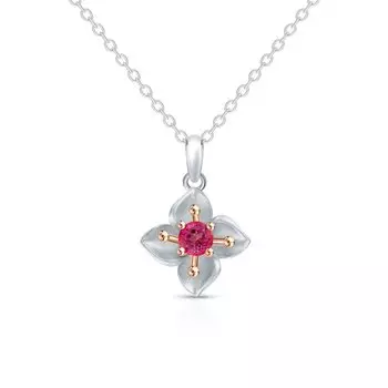 Серебряное шейное украшение с розовыми топазами природными