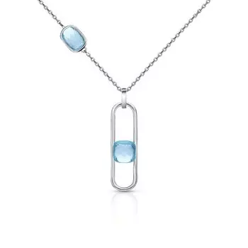 Серебряное шейное украшение с топазами природными