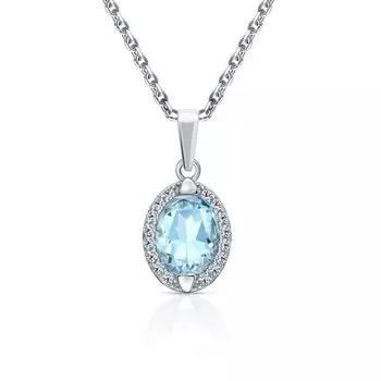 Серебряное шейное украшение с топазом и фианитами