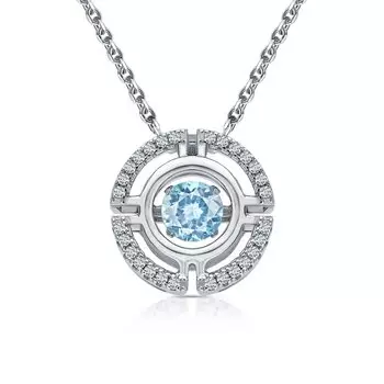 Серебряное шейное украшение с топазом и фианитами