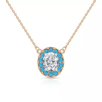 Серебряное шейное украшение с топазом природным и бирюзой синтетической