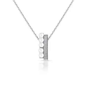 Серебряное шейное украшение с жемчугом и фианитами