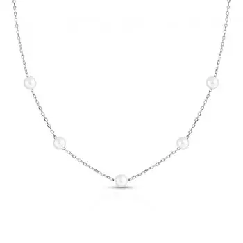 Серебряное шейное украшение с жемчугом искуственным