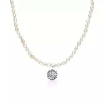 Серебряное шейное украшение с жемчугом природным