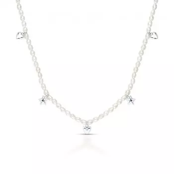 Серебряное шейное украшение с жемчугом природным