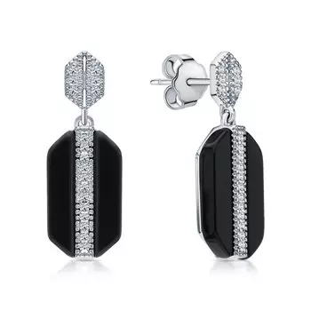 Серебряные серьги с агатами и фианитами