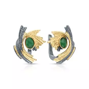 Серебряные серьги с агатами природными