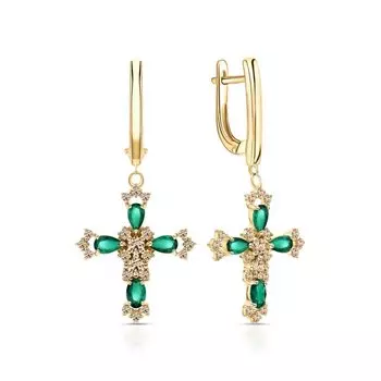 Серебряные серьги с агатом и фианитами