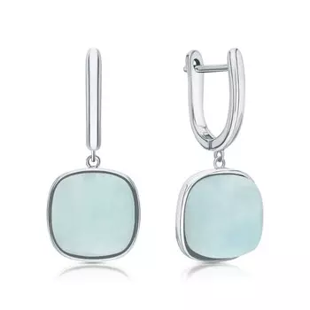 Серебряные серьги с аквамаринами природными
