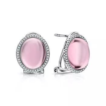 Серебряные серьги с алпанитом и фианитами