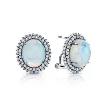 Серебряные серьги с алпанитом и фианитами