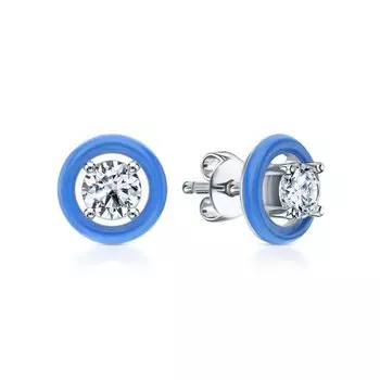 Серебряные серьги с эмалью и фианитами