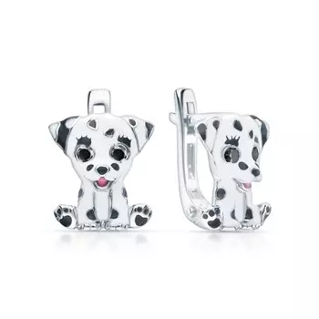 Серебряные серьги с эмалью и фианитами