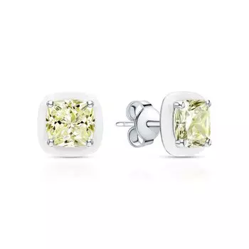 Серебряные серьги с эмалью и фианитами