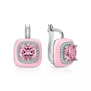 Серебряные серьги с эмалью и фианитами
