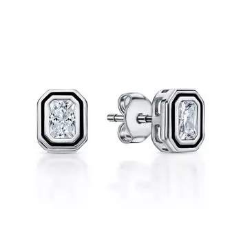 Серебряные серьги с эмалью и фианитами