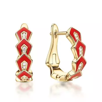 Серебряные серьги с эмалью и фианитами