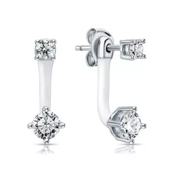 Серебряные серьги с эмалью и фианитами