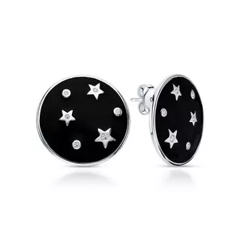 Серебряные серьги с эмалью и фианитами