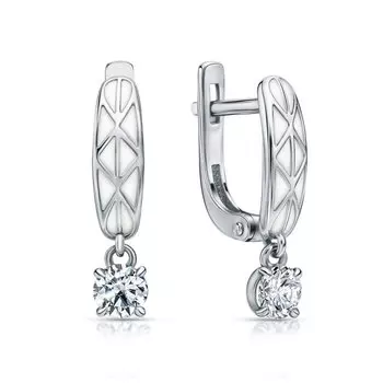 Серебряные серьги с эмалью и фианитами