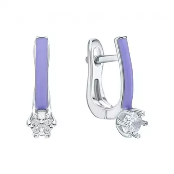 Серебряные серьги с эмалью и фианитами