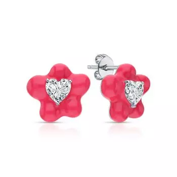 Серебряные серьги с эмалью и фианитами