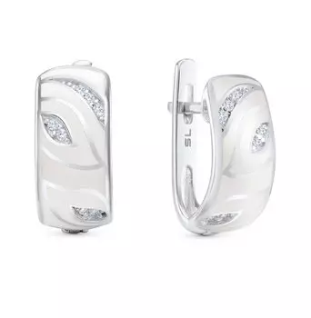 Серебряные серьги с эмалью и фианитами