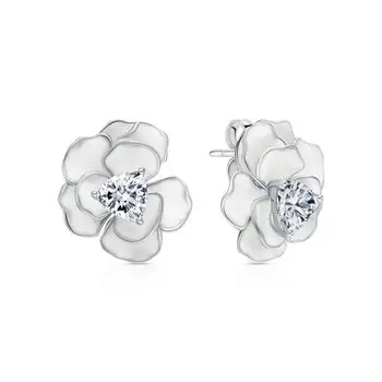 Серебряные серьги с эмалью и фианитами