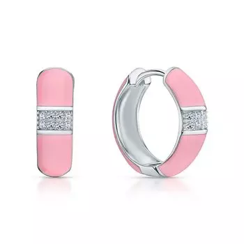 Серебряные серьги с эмалью и фианитами