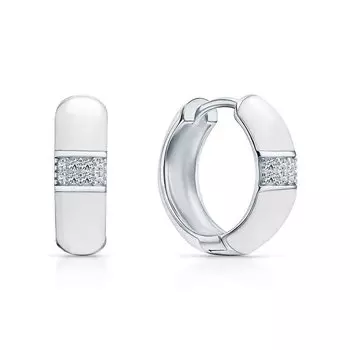 Серебряные серьги с эмалью и фианитами