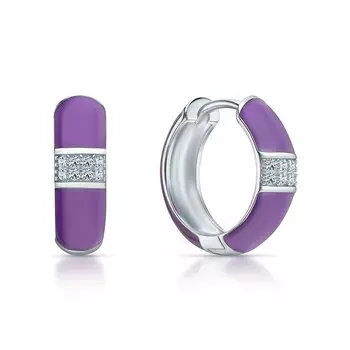 Серебряные серьги с эмалью и фианитами