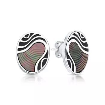 Серебряные серьги с эмалью и перламутром