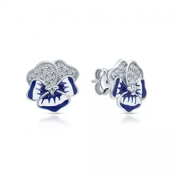 Серебряные серьги с эмалью и фианитами